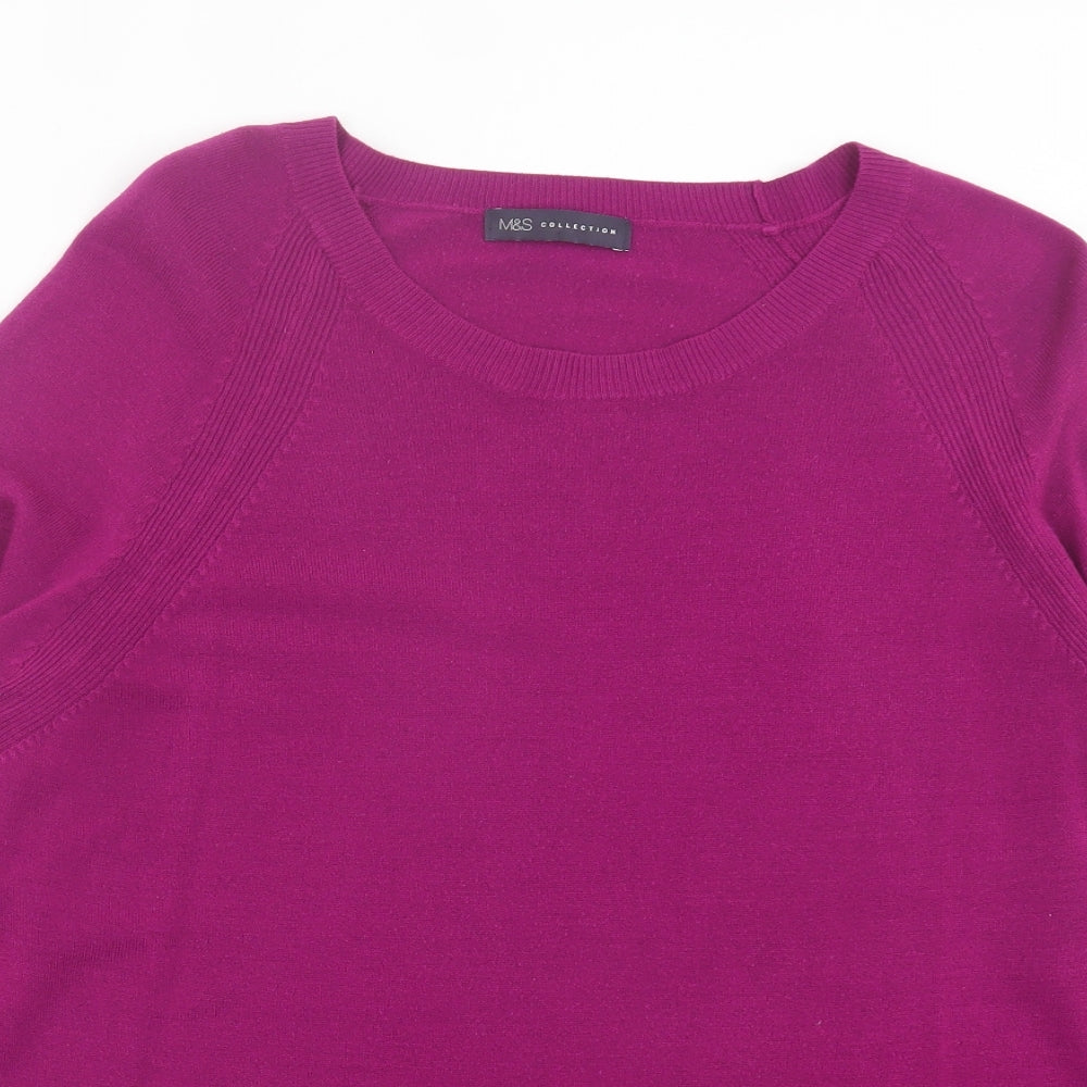 Marks and Spencer Womens Purple Crew Neck Acrylic Pullover Jumper Size 20