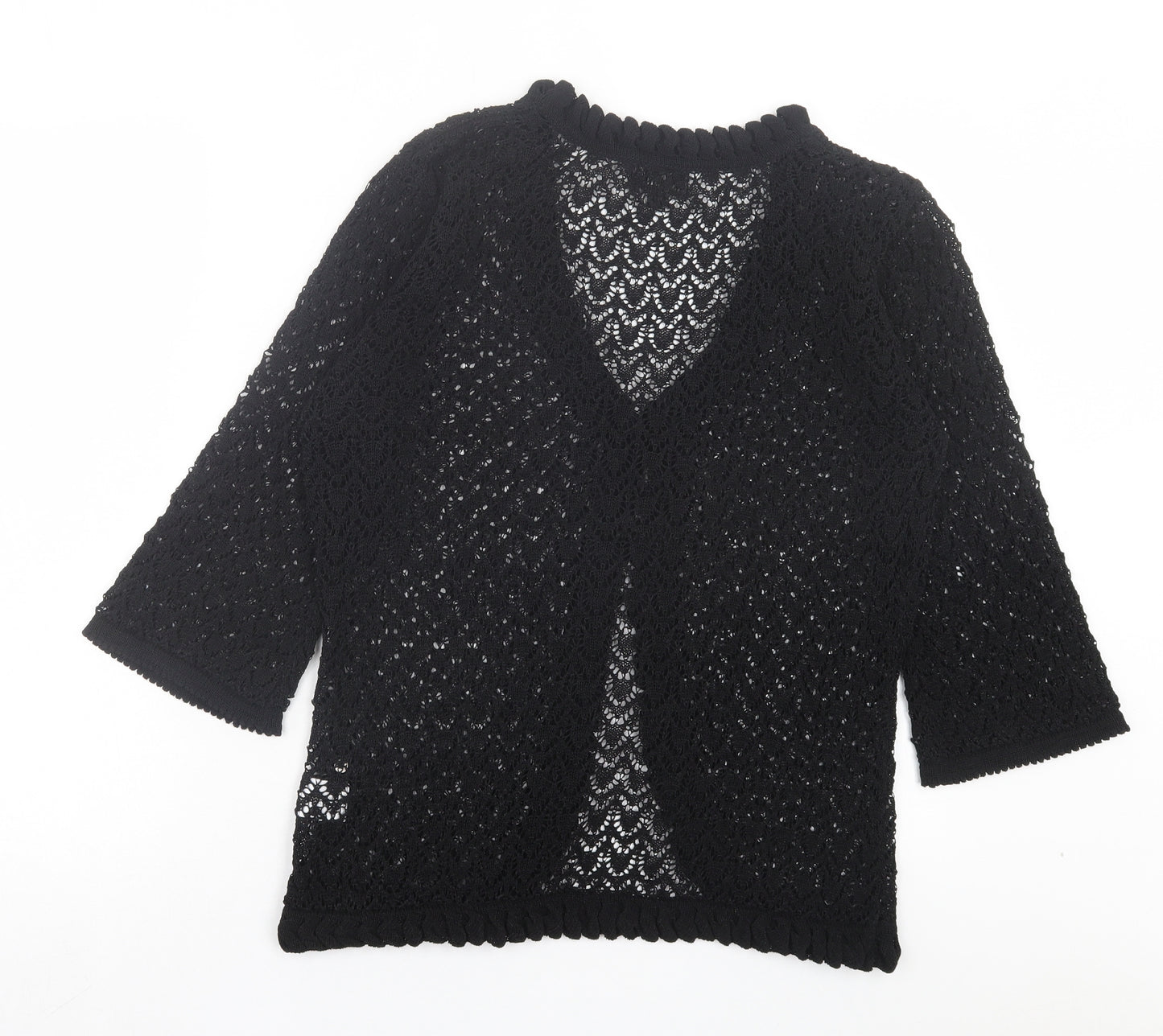 Casamia Womens Black V-Neck Cotton Cardigan Jumper Size S