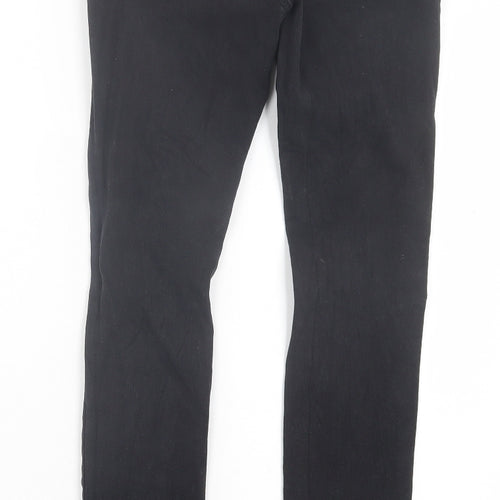 PARISIAN SIGNATURE Womens Black Camel Skinny Jeans Size 6 L29 in Regular Button - Ripped Detail