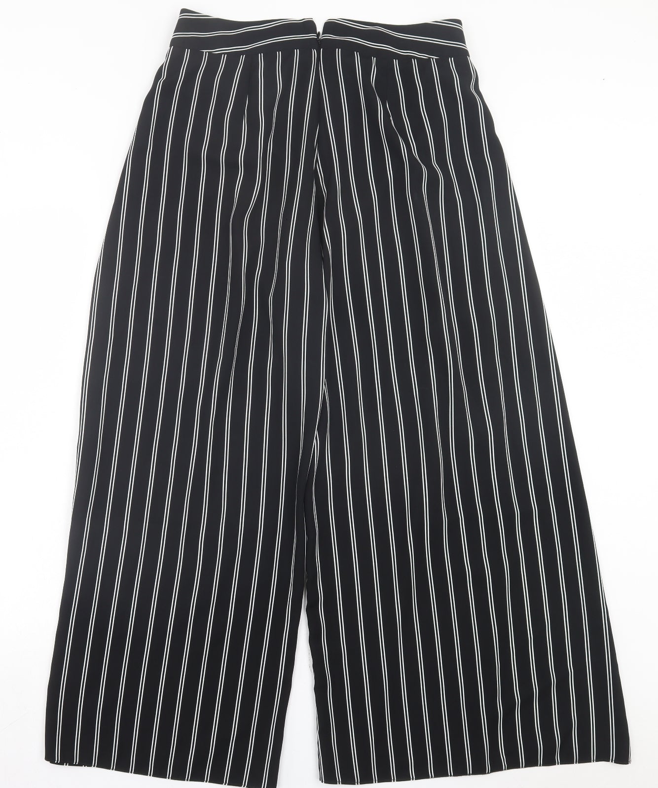 New Look Womens Black Striped Polyester Trousers Size 14 L28 in Regular Zip