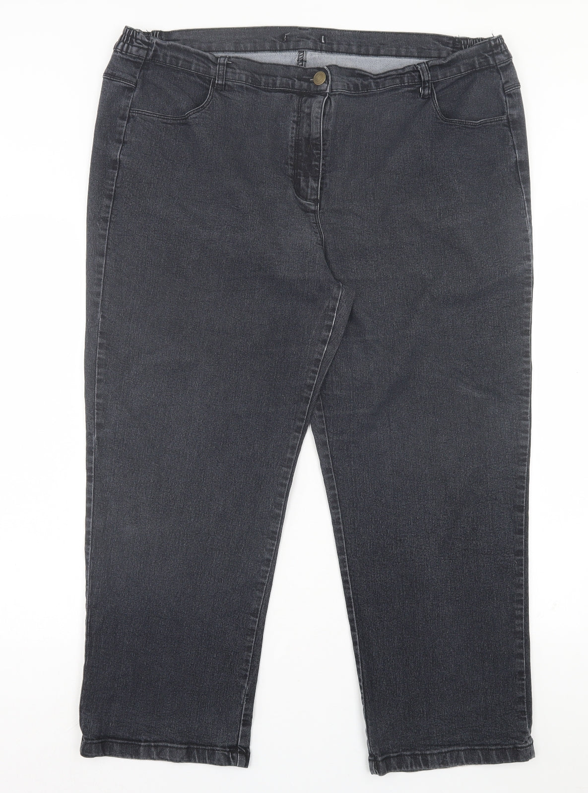 George Womens Black Cotton Straight Jeans Size 22 L27 in Regular Button