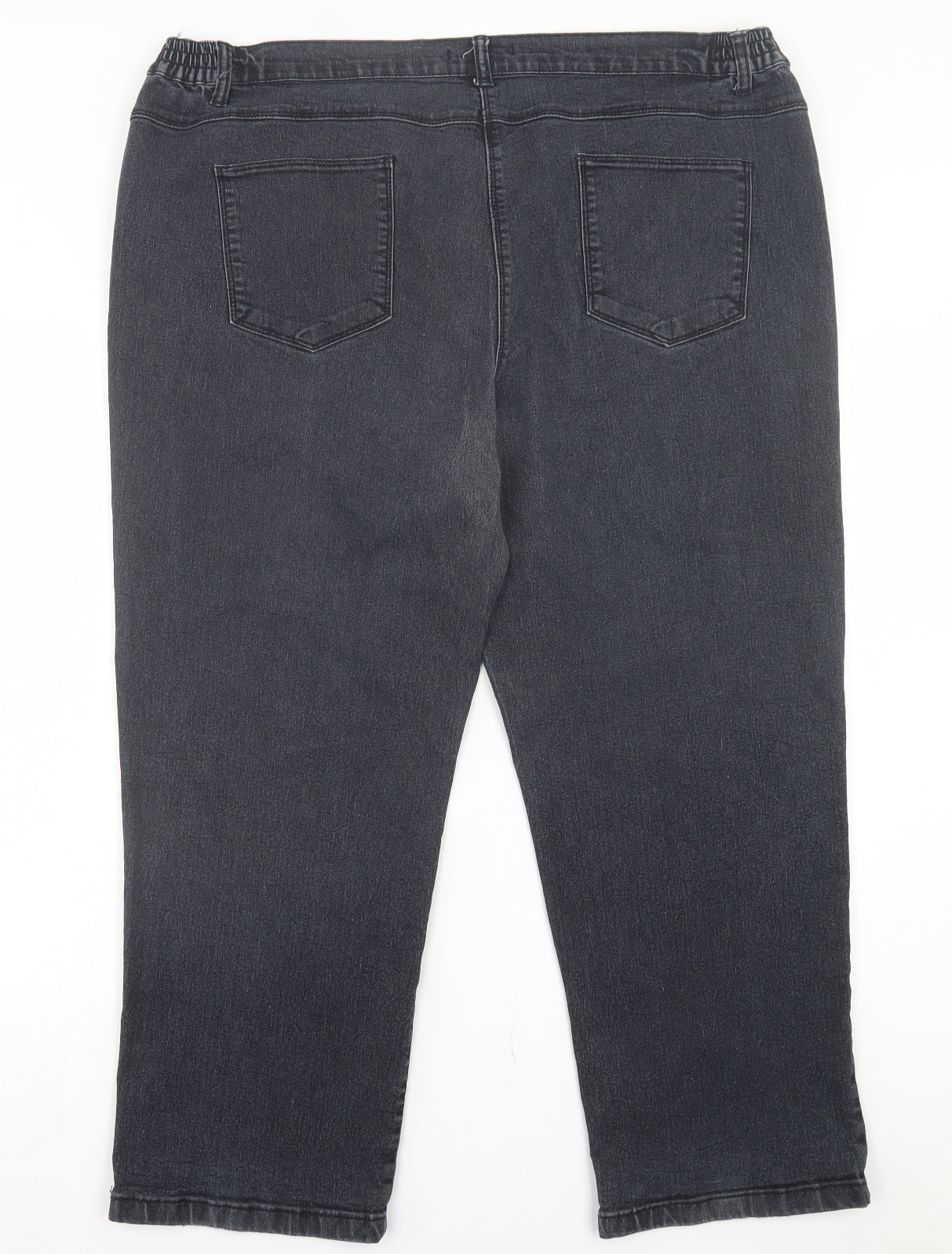 George Womens Black Cotton Straight Jeans Size 22 L27 in Regular Button