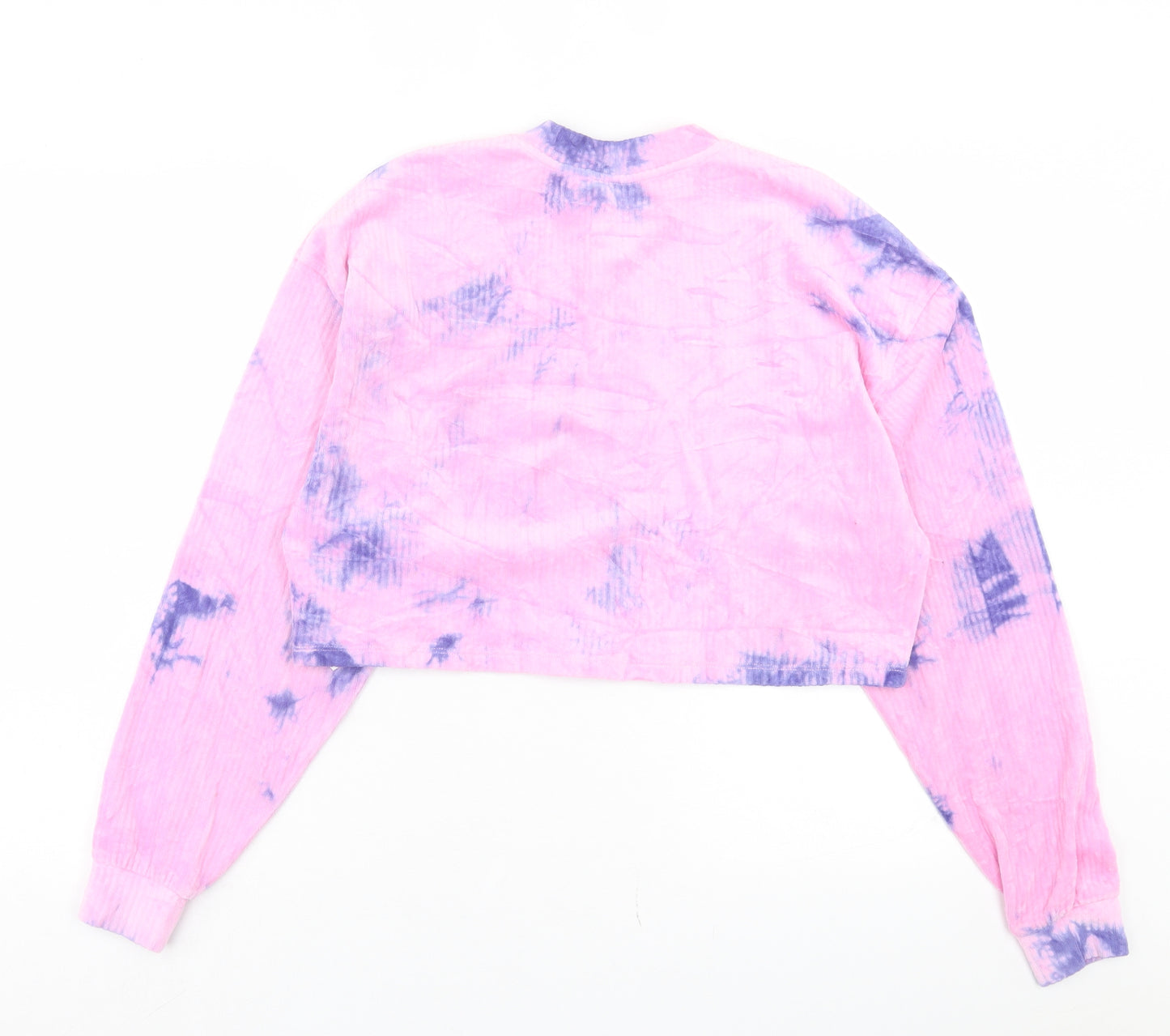 Bershka Womens Pink Geometric Cotton Pullover Sweatshirt Size S Pullover - Tye Dye