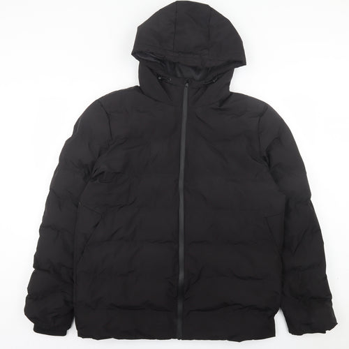 Primark Mens Black Puffer Jacket Coat Size L Zip