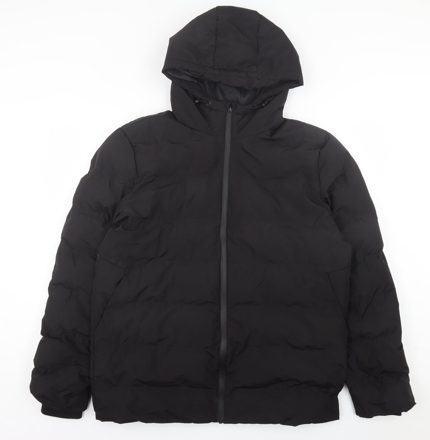 Primark Mens Black Puffer Jacket Coat Size L Zip