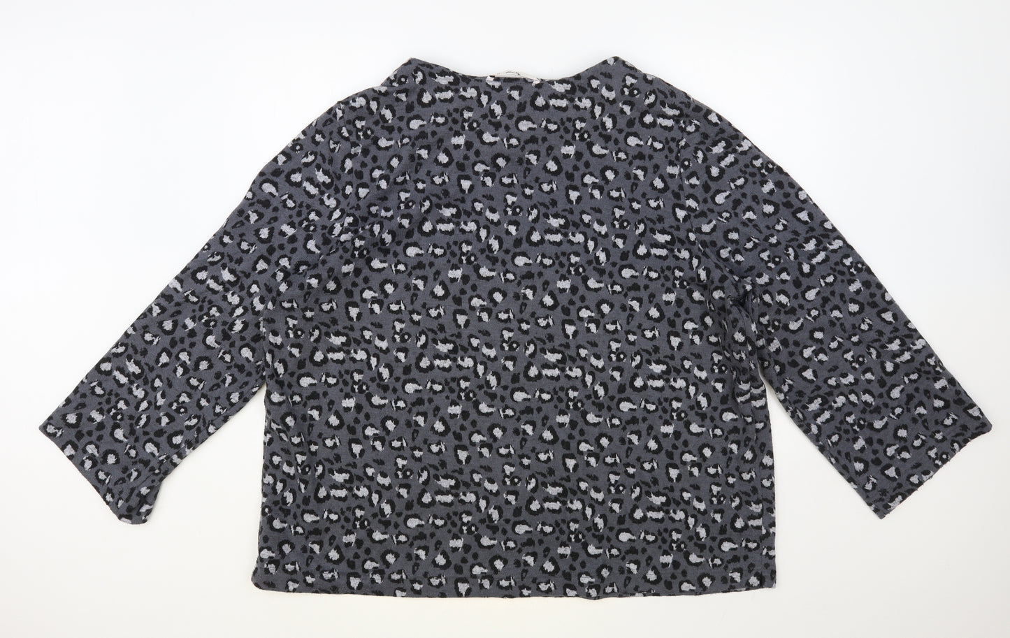 TU Womens Grey Animal Print Polyester Pullover Sweatshirt Size 24 Pullover - Leopard Print