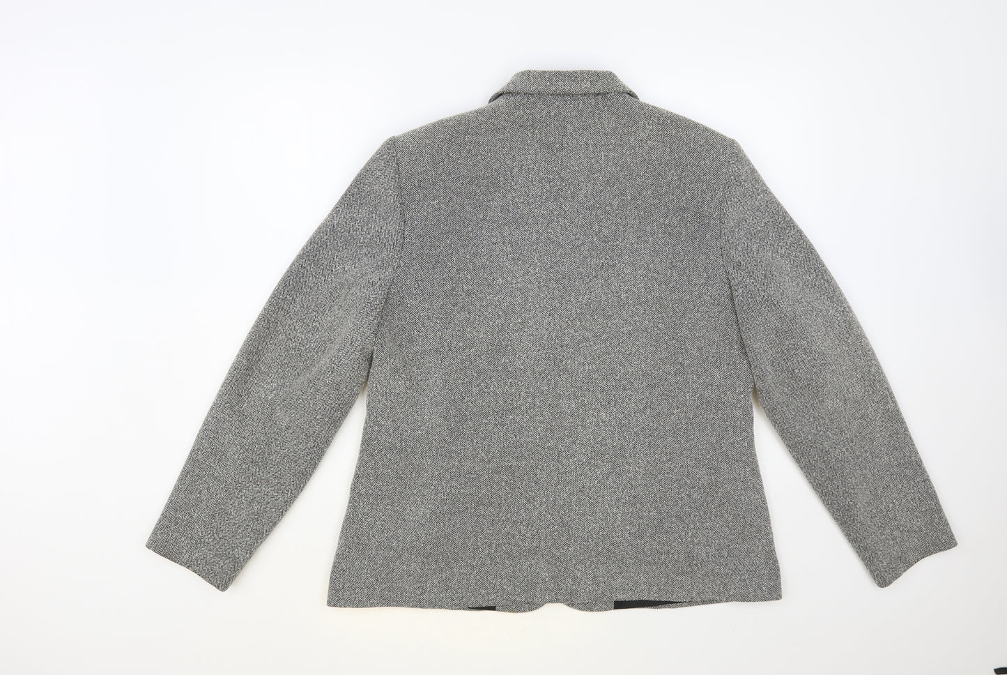 Pola Womens Grey Herringbone Jacket Blazer Size 14 Button