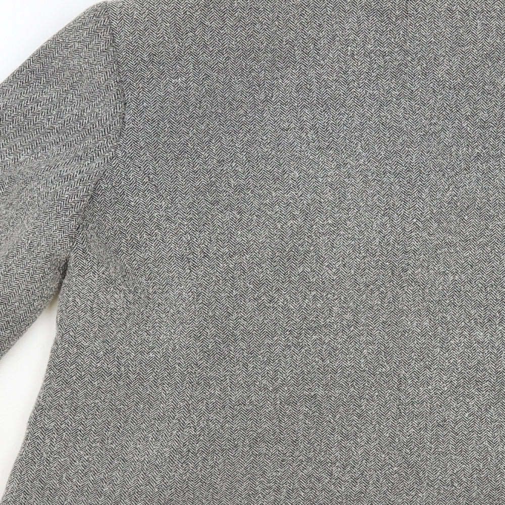 Pola Womens Grey Herringbone Jacket Blazer Size 14 Button