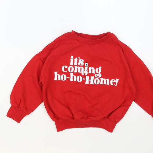 NEXT Boys Red Cotton Pullover Sweatshirt Size 5 Years Pullover - It's Coming Ho-Ho Home