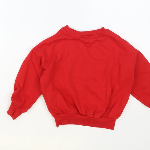 NEXT Boys Red Cotton Pullover Sweatshirt Size 5 Years Pullover - It's Coming Ho-Ho Home