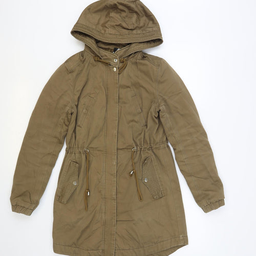 H&M Womens Brown Parka Coat Size 8 Zip
