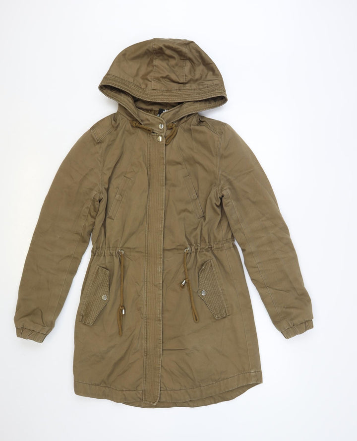 H&M Womens Brown Parka Coat Size 8 Zip