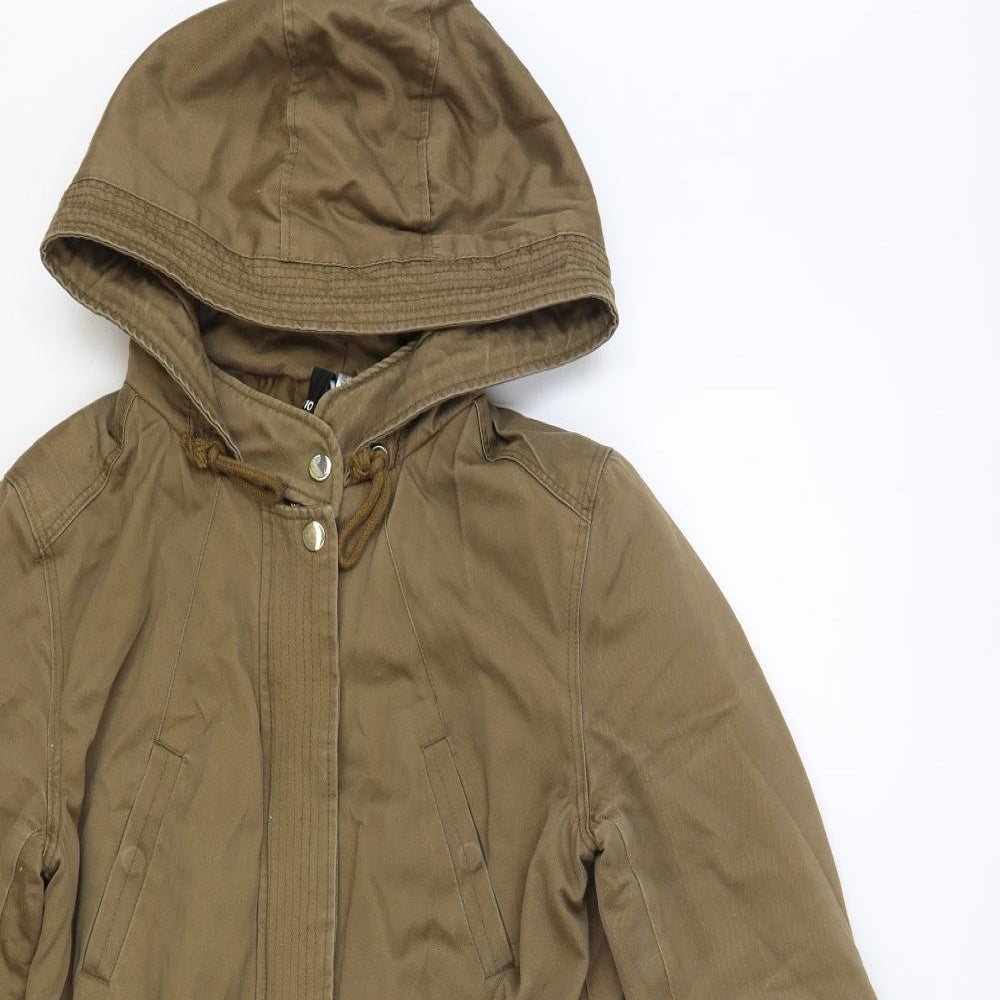 H&M Womens Brown Parka Coat Size 8 Zip