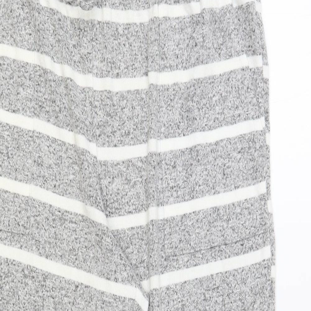 Marks and Spencer Womens Grey Striped Viscose Lounge Pants Size 16 Drawstring