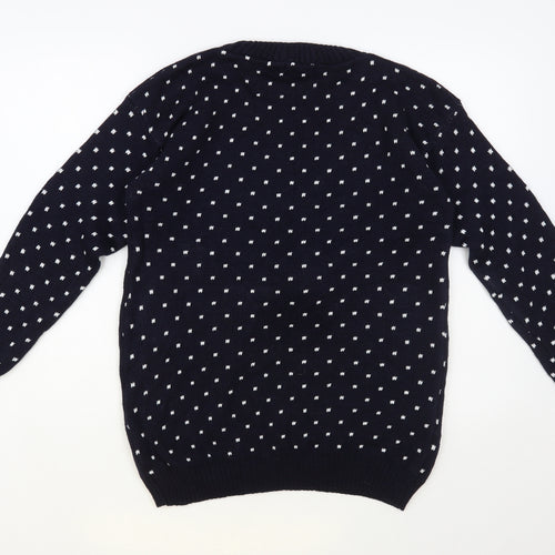 Malaika Mens Blue Crew Neck Acrylic Pullover Jumper Size M - Christmas Reindeer