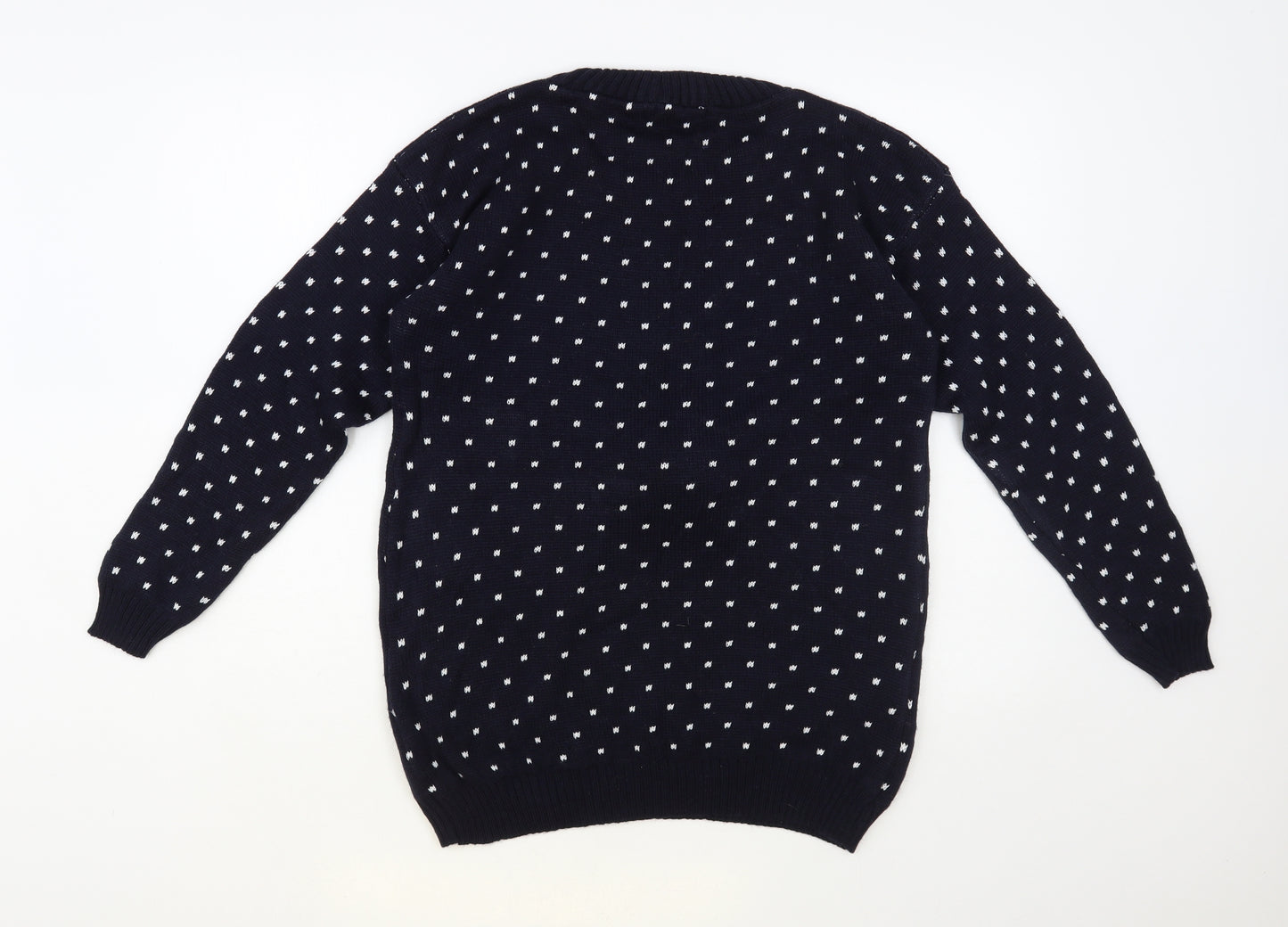 Malaika Mens Blue Crew Neck Acrylic Pullover Jumper Size M - Christmas Reindeer