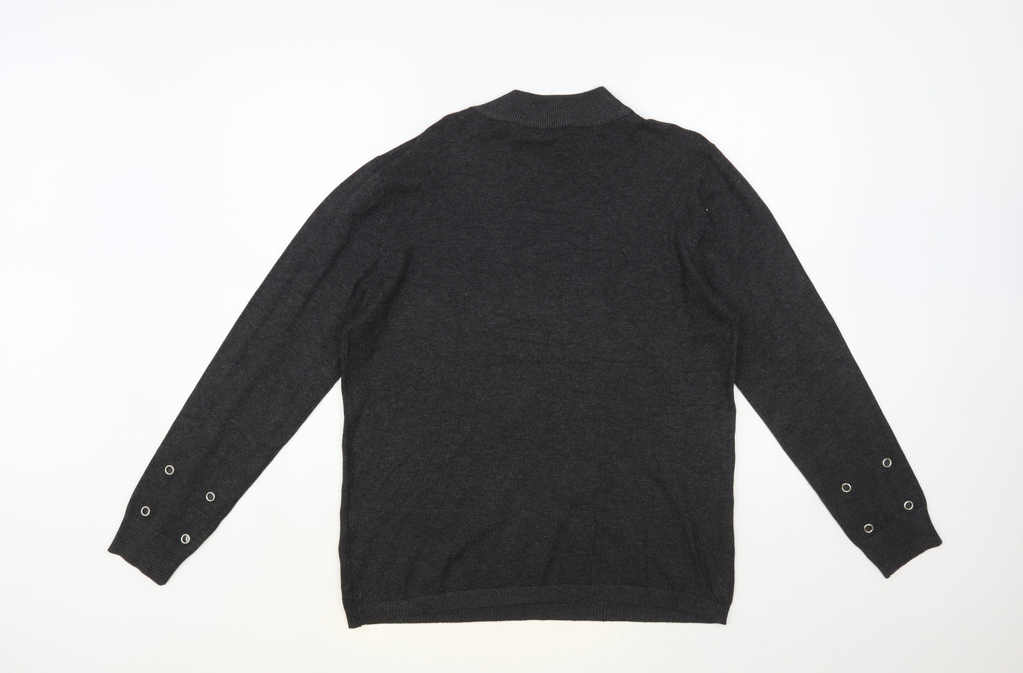 Select Womens Grey Mock Neck Nylon Pullover Jumper Size 18