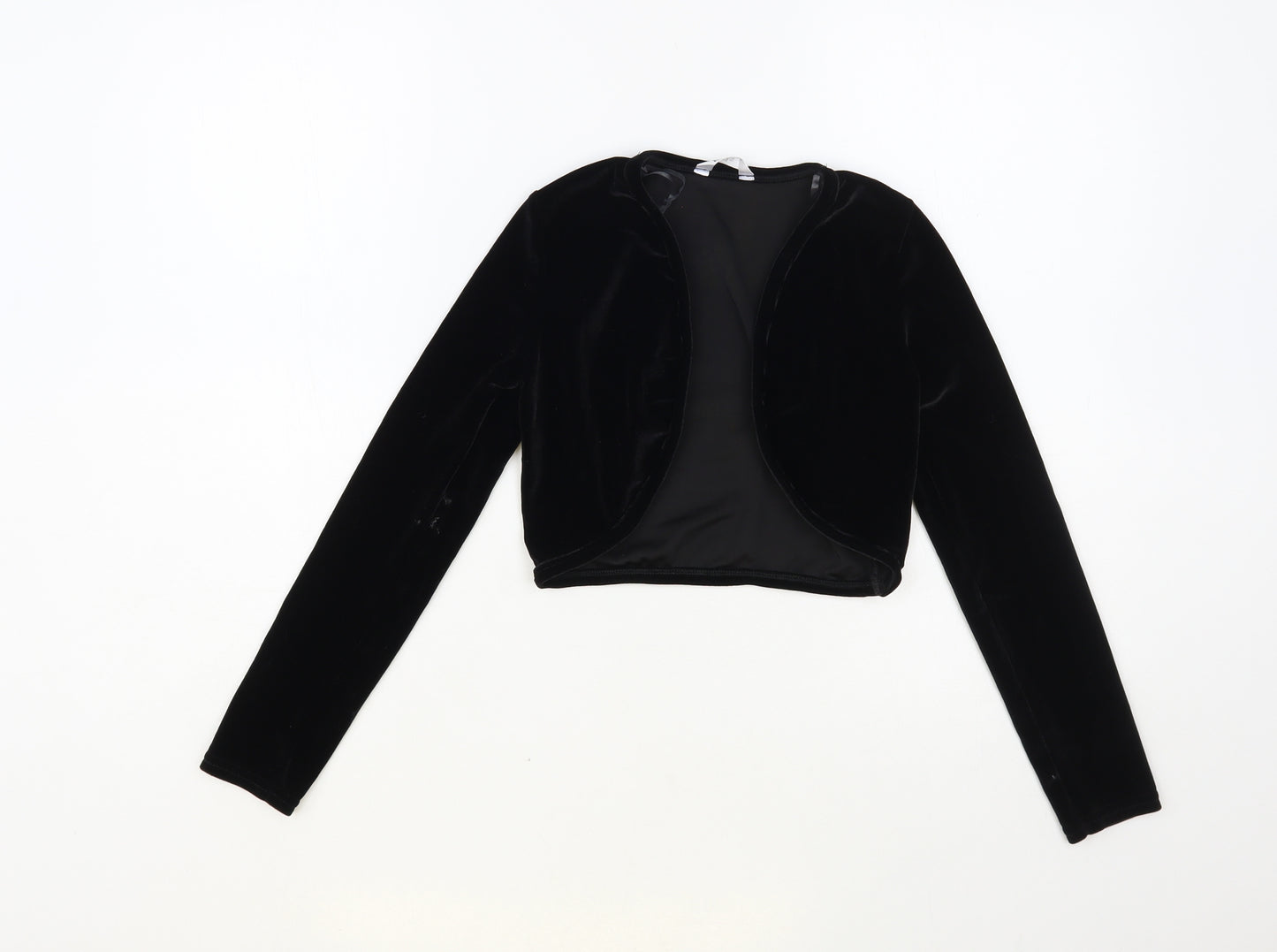 M&Co Girls Black V-Neck Polyester Shrug Jumper Size 9-10 Years