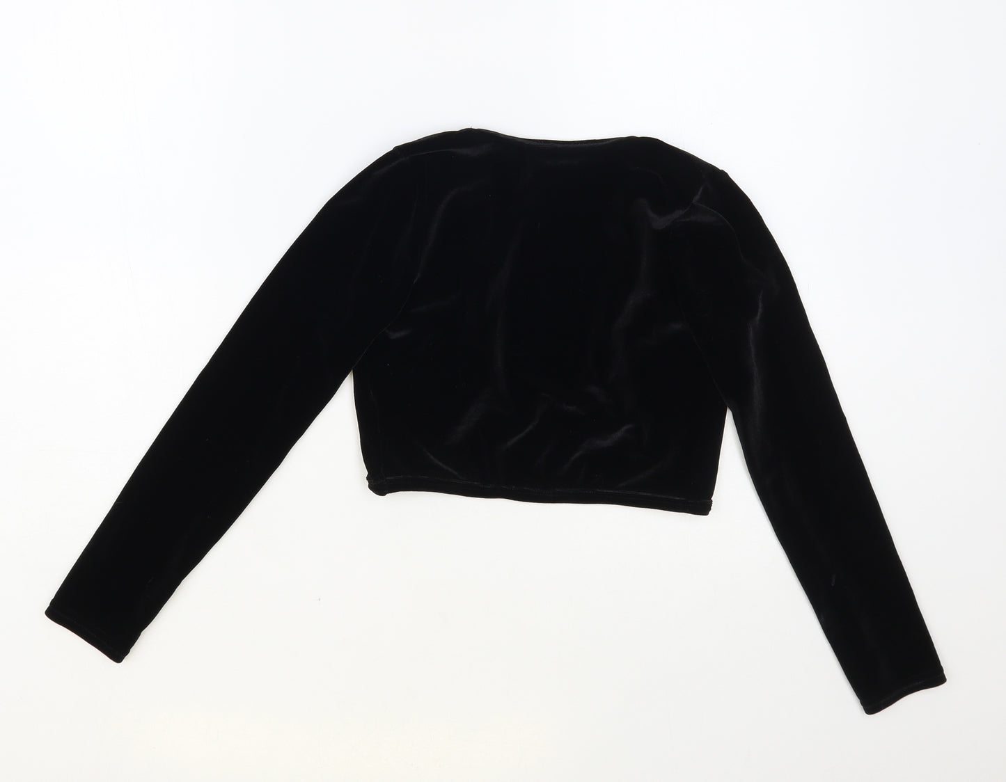 M&Co Girls Black V-Neck Polyester Shrug Jumper Size 9-10 Years