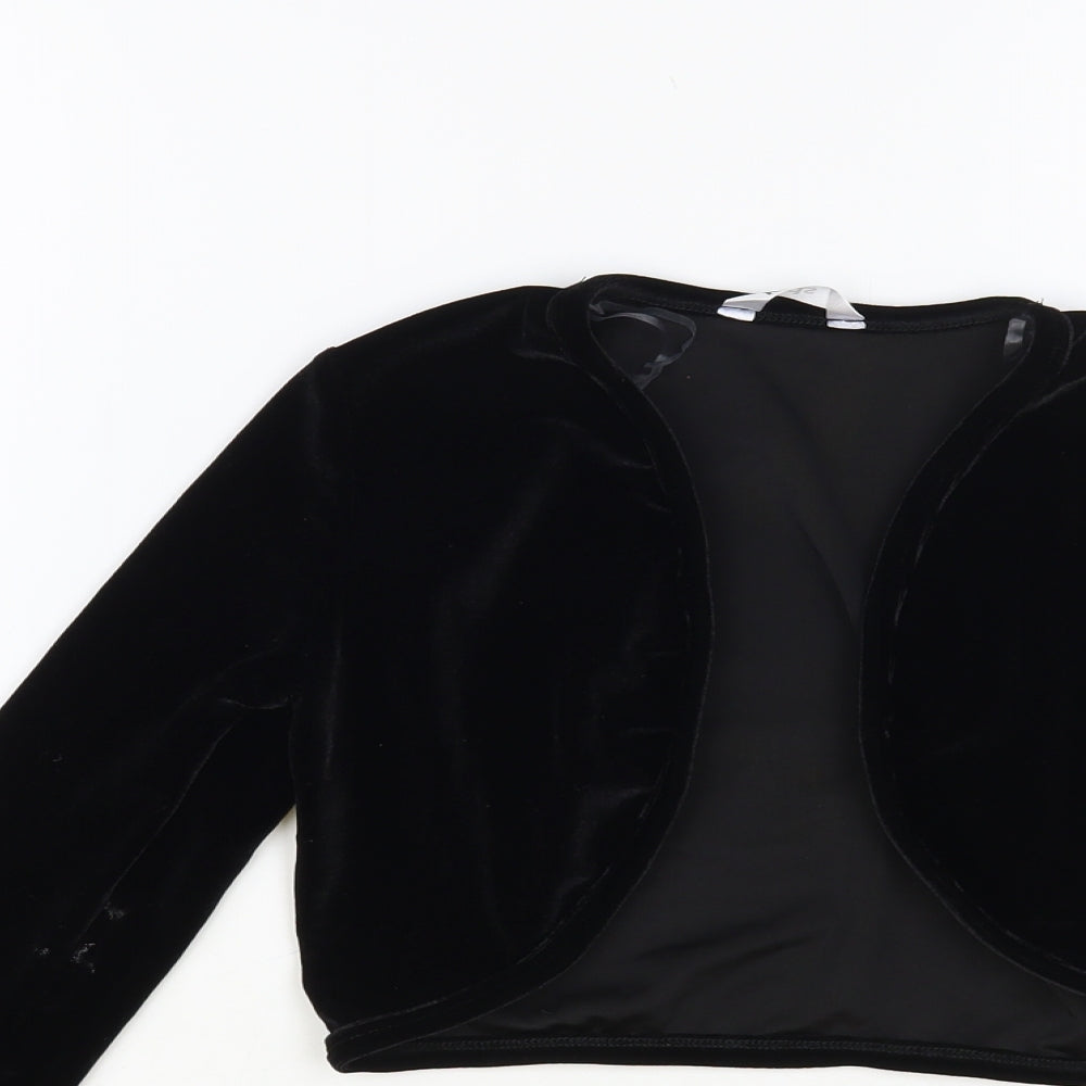 M&Co Girls Black V-Neck Polyester Shrug Jumper Size 9-10 Years