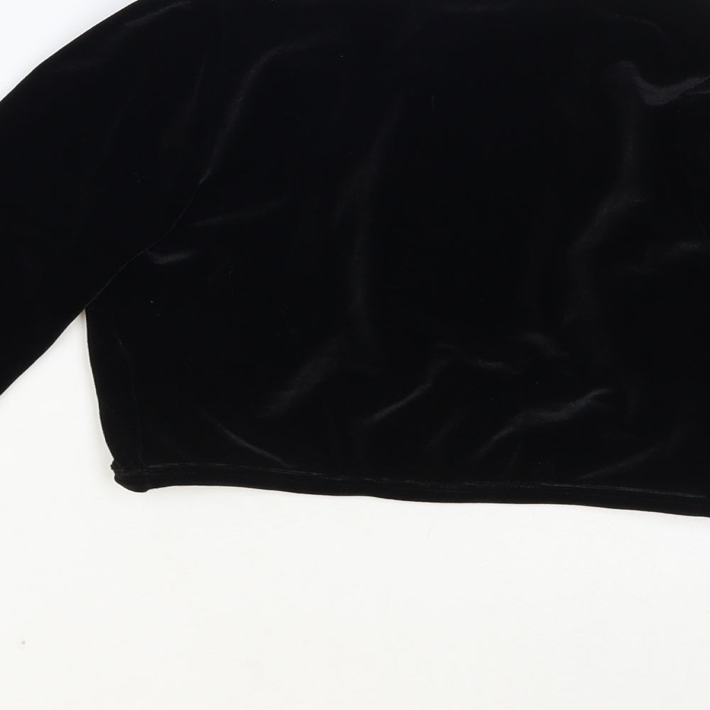 M&Co Girls Black V-Neck Polyester Shrug Jumper Size 9-10 Years