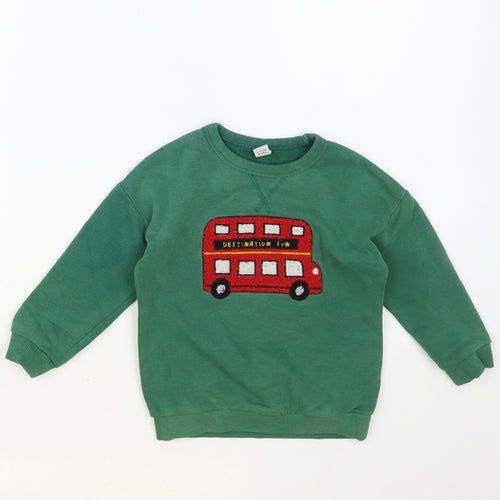 TU Boys Green Cotton Pullover Sweatshirt Size 2-3 Years Pullover - London Bus