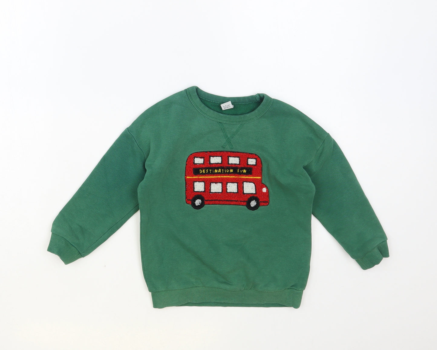 TU Boys Green Cotton Pullover Sweatshirt Size 2-3 Years Pullover - London Bus
