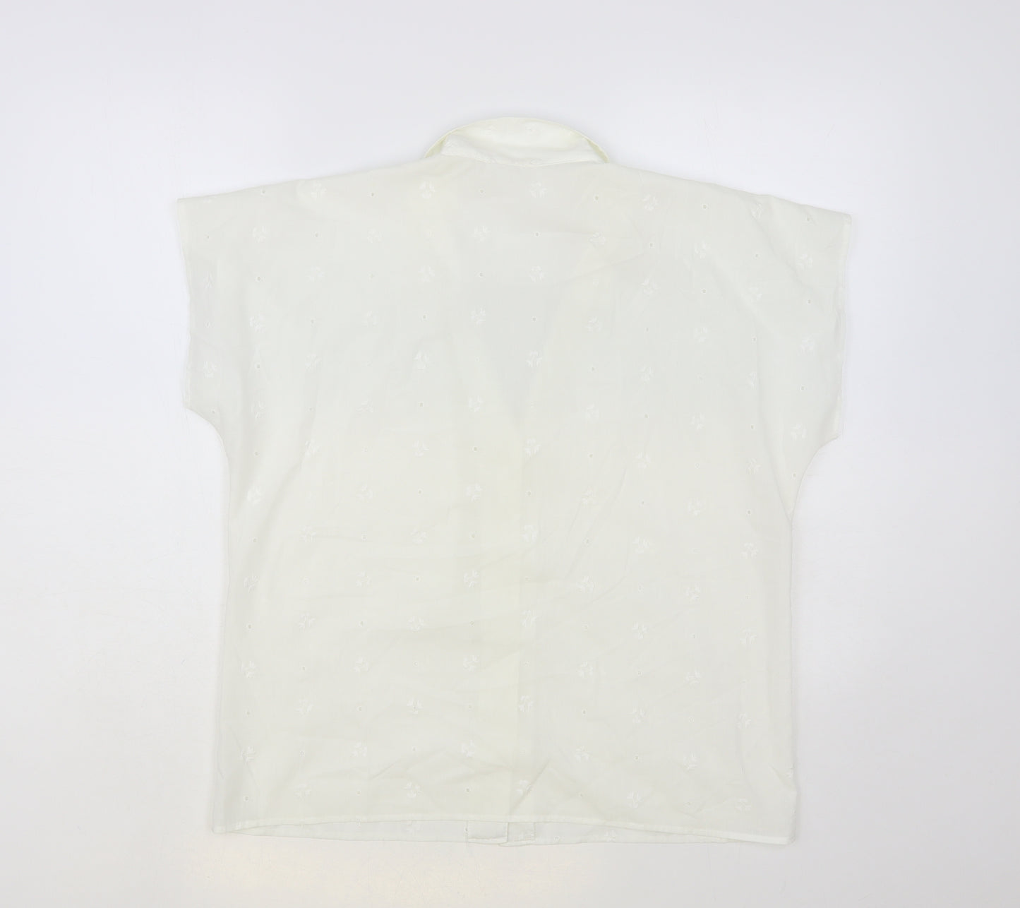 Preworn Womens White Floral Cotton Basic Button-Up Size 16 Collared