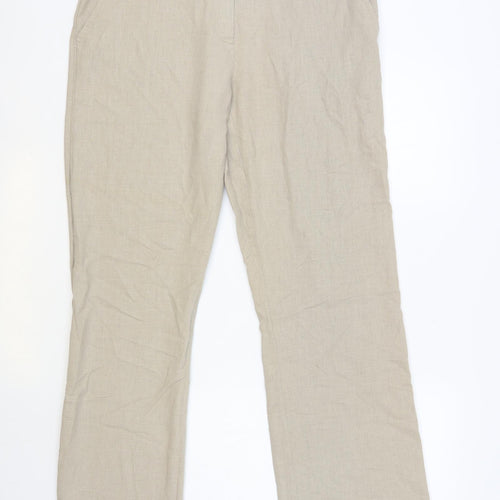 Preworn Womens Beige Viscose Trousers Size 16 L30 in Regular Button