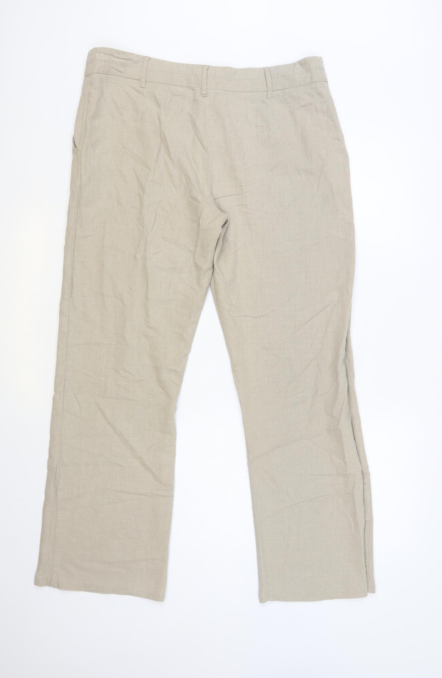 Preworn Womens Beige Viscose Trousers Size 16 L30 in Regular Button