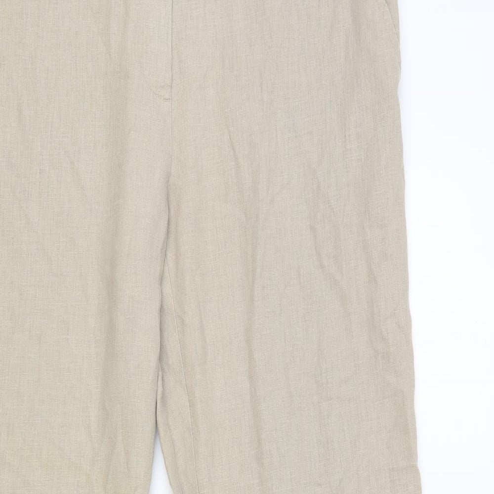Preworn Womens Beige Viscose Trousers Size 16 L30 in Regular Button