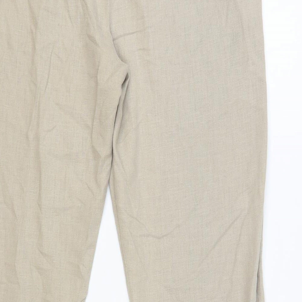Preworn Womens Beige Viscose Trousers Size 16 L30 in Regular Button