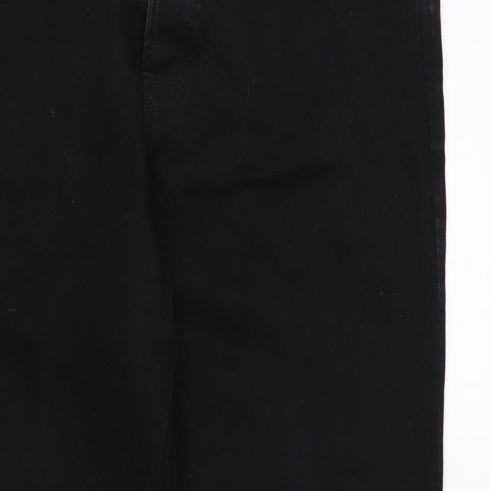Jasper Conran Mens Black Cotton Straight Jeans Size 38 in L32 in Regular Button