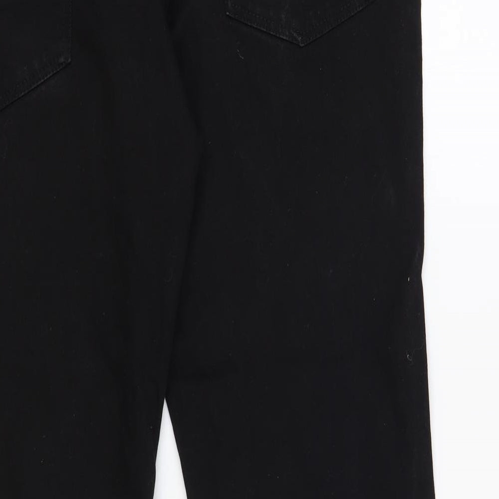 Jasper Conran Mens Black Cotton Straight Jeans Size 38 in L32 in Regular Button