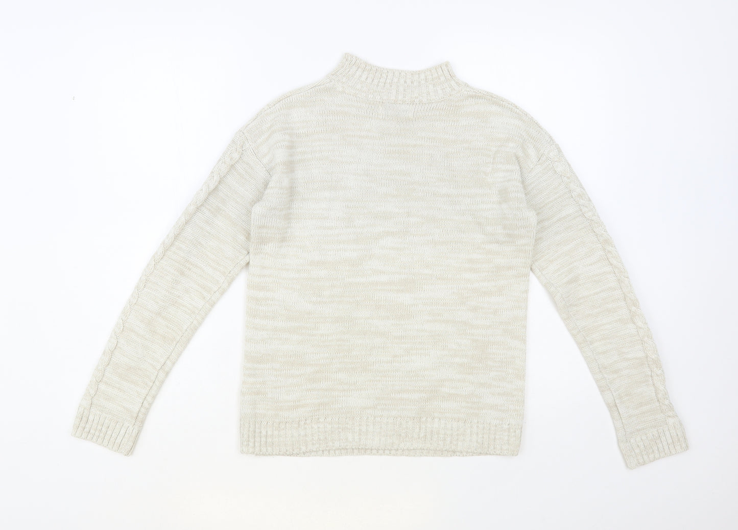 Papaya Womens Beige Mock Neck Acrylic Pullover Jumper Size S