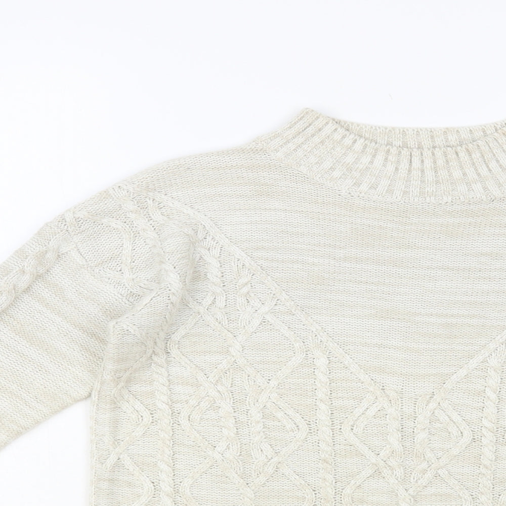 Papaya Womens Beige Mock Neck Acrylic Pullover Jumper Size S