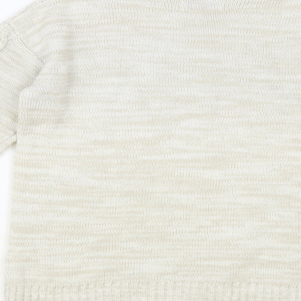 Papaya Womens Beige Mock Neck Acrylic Pullover Jumper Size S