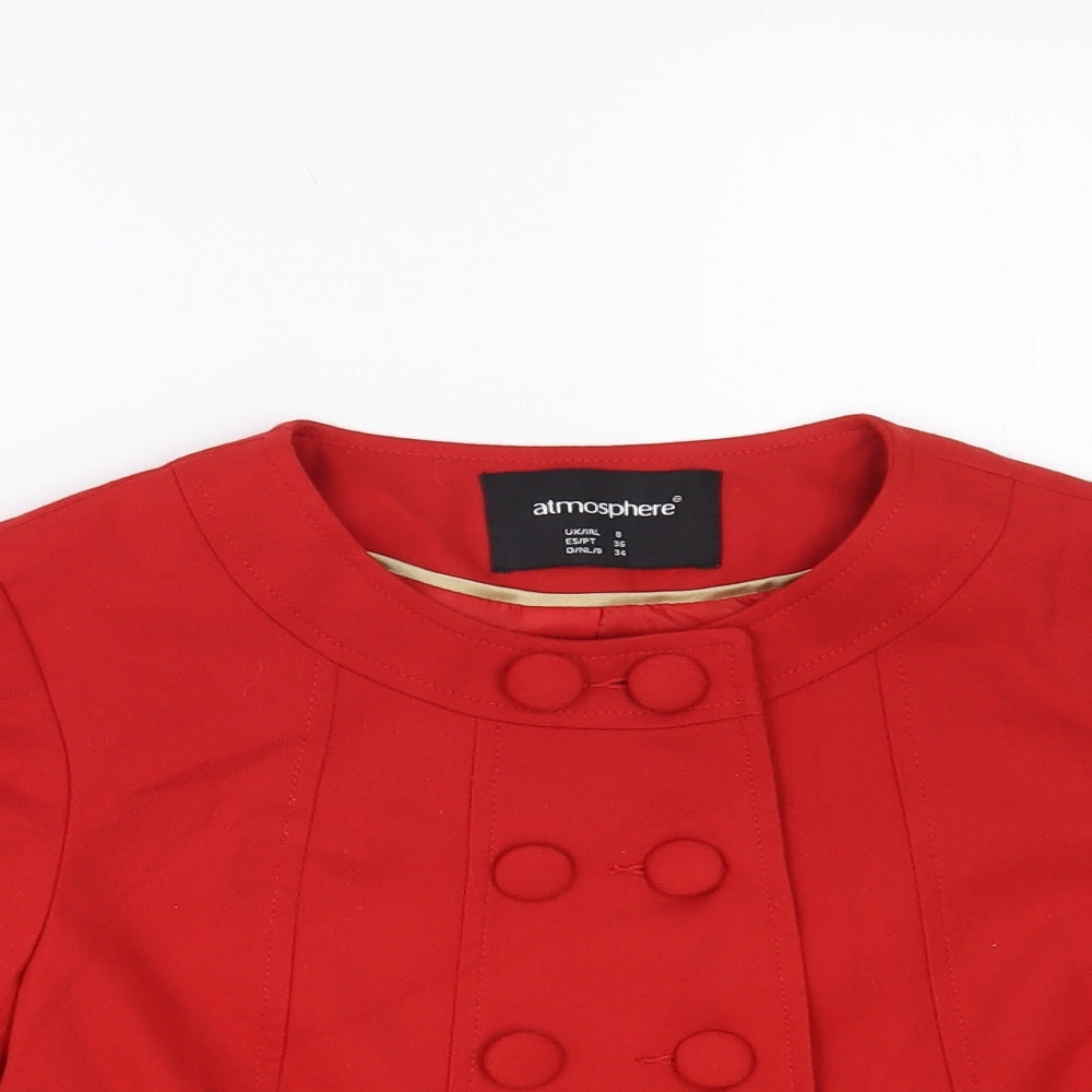 Atmosphere Womens Red Jacket Blazer Size 8 Button