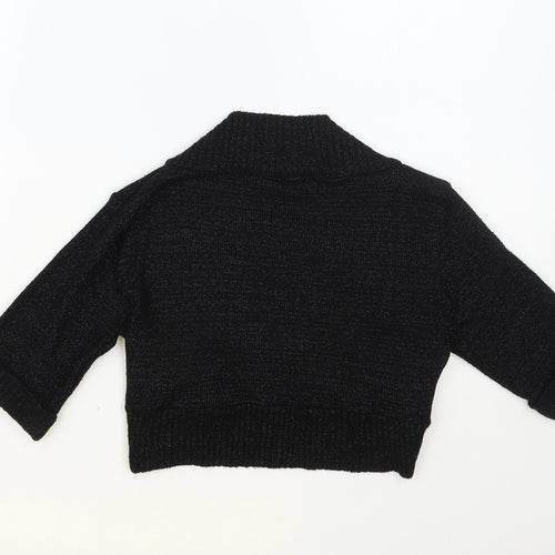 Quiz Womens Black V-Neck Acrylic Shrug Jumper Size 14
