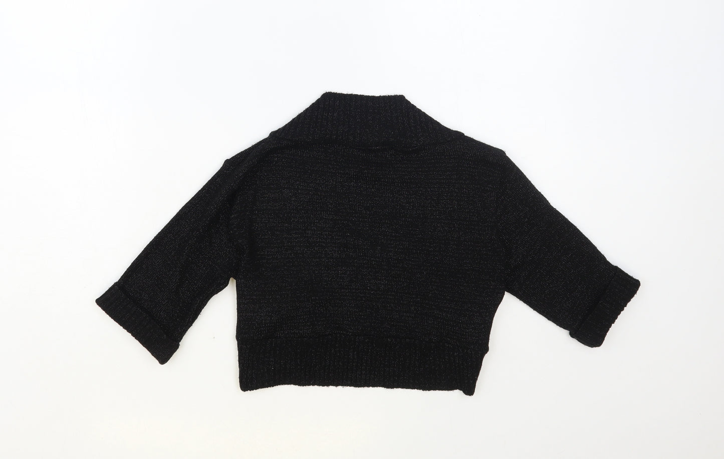 Quiz Womens Black V-Neck Acrylic Shrug Jumper Size 14