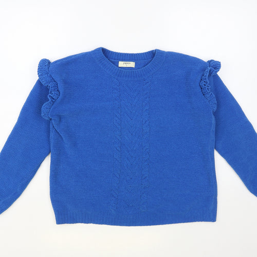 Papaya Womens Blue Crew Neck Polyester Pullover Jumper Size S
