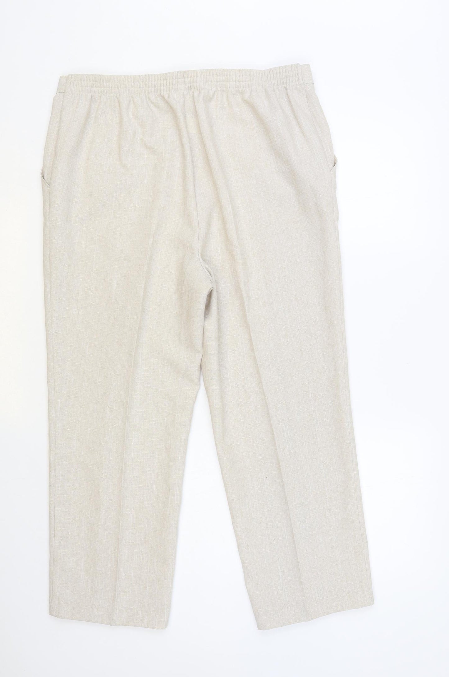 Marks and Spencer Womens Beige Polyester Trousers Size 16 L26 in Regular