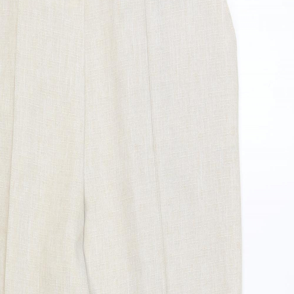 Marks and Spencer Womens Beige Polyester Trousers Size 16 L26 in Regular