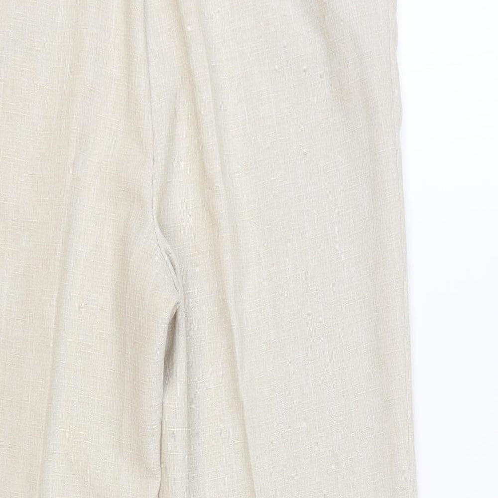 Marks and Spencer Womens Beige Polyester Trousers Size 16 L26 in Regular