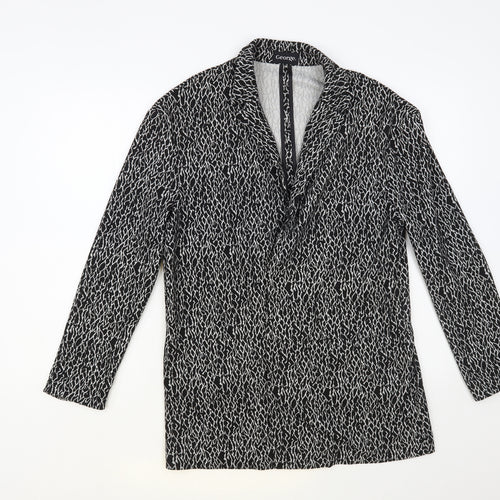 George Womens Black Animal Print Jacket Blazer Size 10