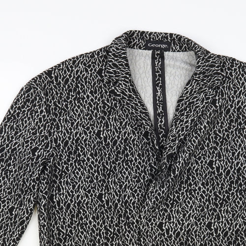 George Womens Black Animal Print Jacket Blazer Size 10