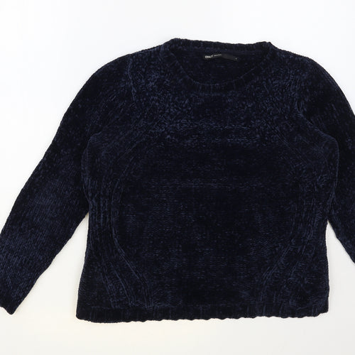 Only Womens Blue Round Neck Polyester Pullover Jumper Size S