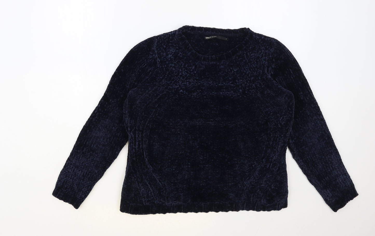 Only Womens Blue Round Neck Polyester Pullover Jumper Size S