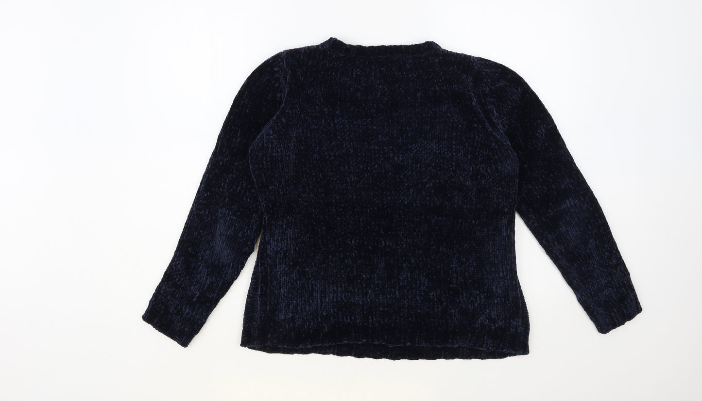 Only Womens Blue Round Neck Polyester Pullover Jumper Size S