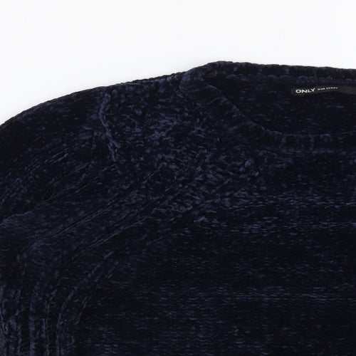 Only Womens Blue Round Neck Polyester Pullover Jumper Size S